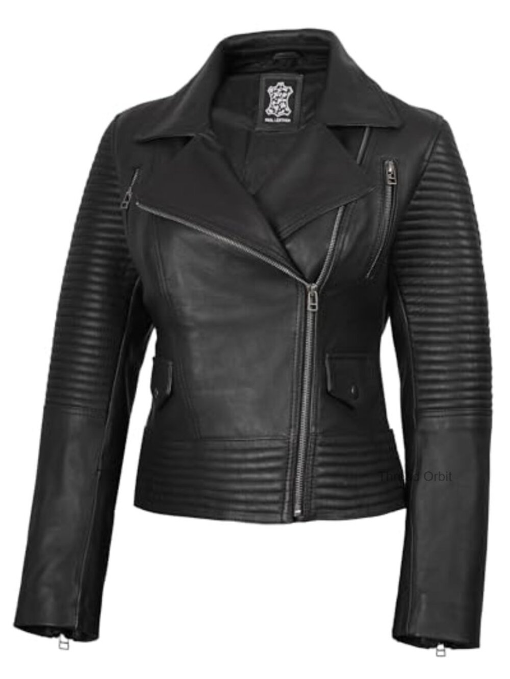 Real Lambskin Leather Jacket for Women Quilted Moto Biker